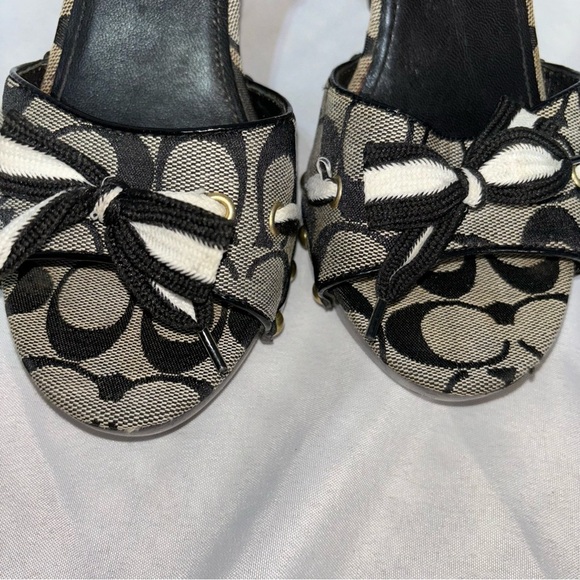 COACH Signature Open Toe Wedge Heel Ankle Strap Sandal “ Betsey” Size 8 - Picture 7 of 13